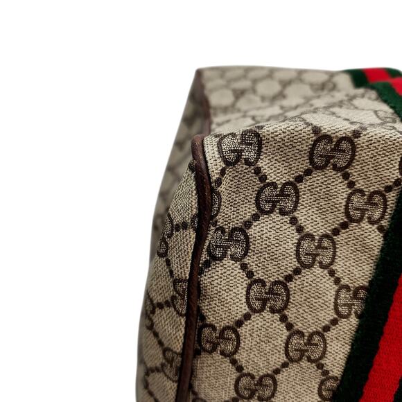 GUCCI GG SUPREME Canvas/Brown Leather Trim Folding Travel Carry VINTAGE - Picture 11 of 13